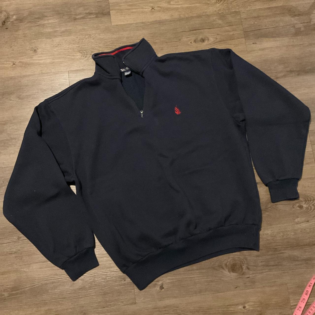 Large, Navy NAUTICA 1/4 Zip Up Sweatshirt, light... - Depop