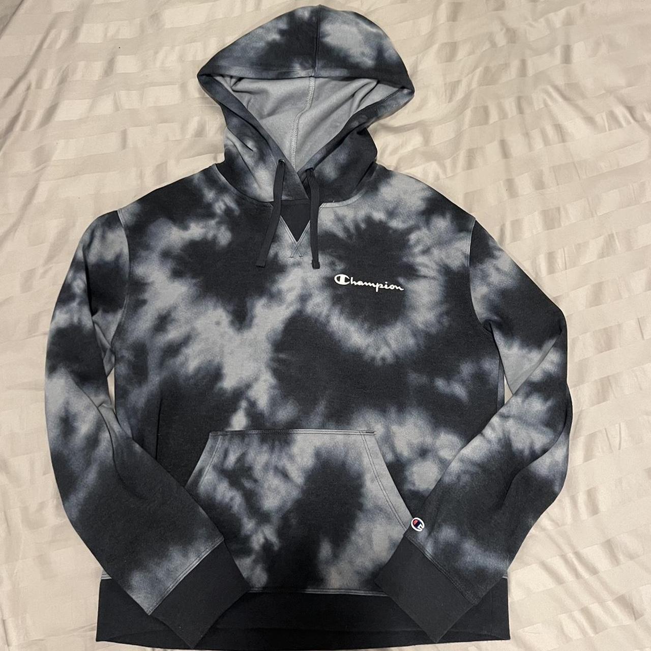 Blue tie dye champion hoodie Clearance