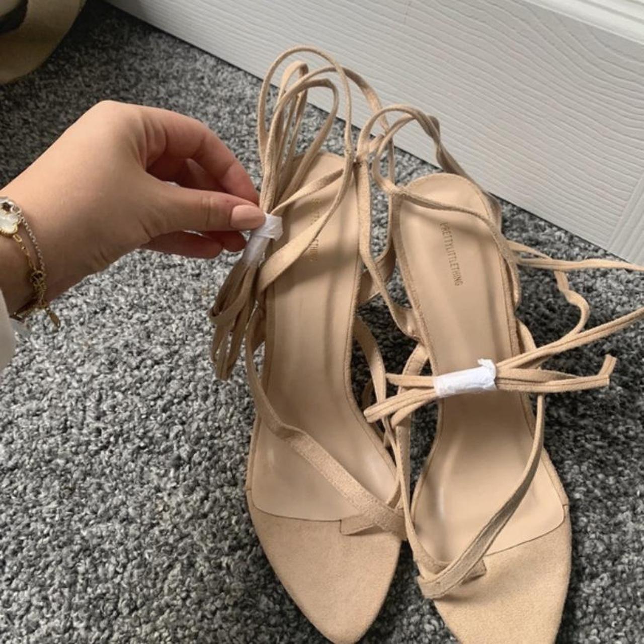 brand new pretty little thing lace upnude strappy... - Depop