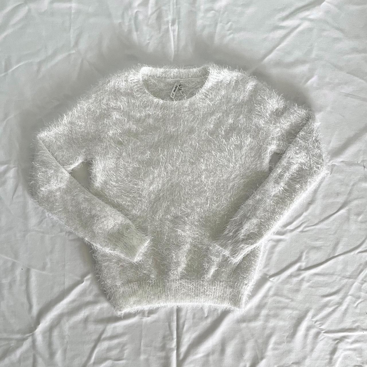 ☁️ Cozy Y2K White Eyelash Sweater Brand... Depop