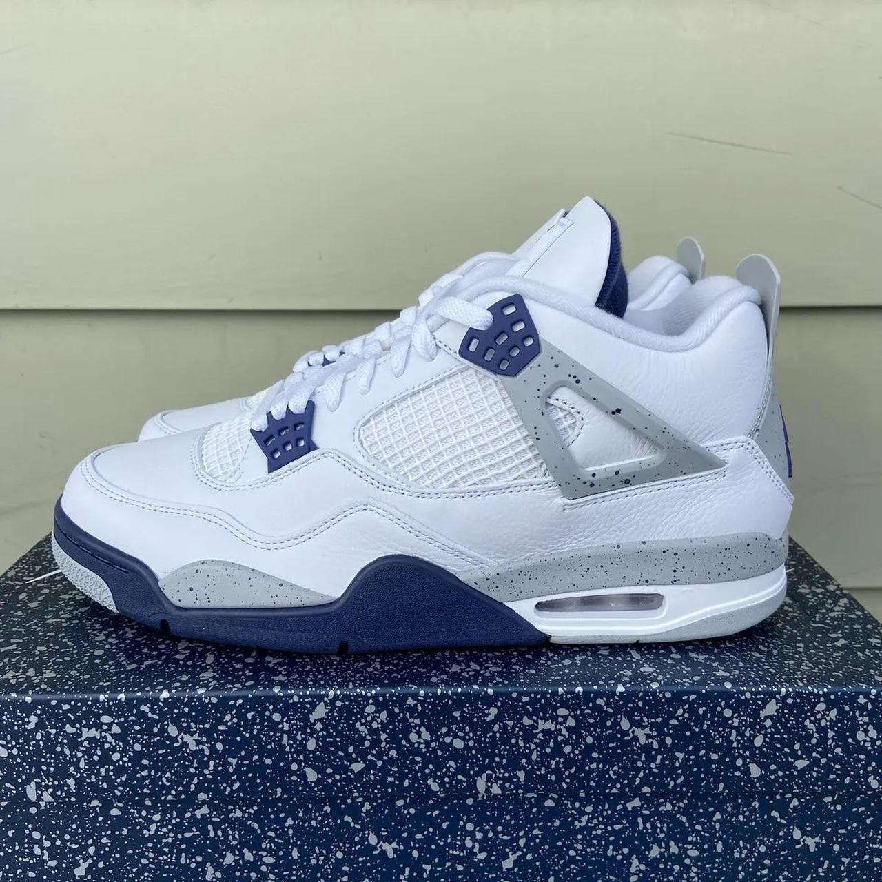 Beat midnight navy blue jordan 4s size 6 men's photo... - Depop