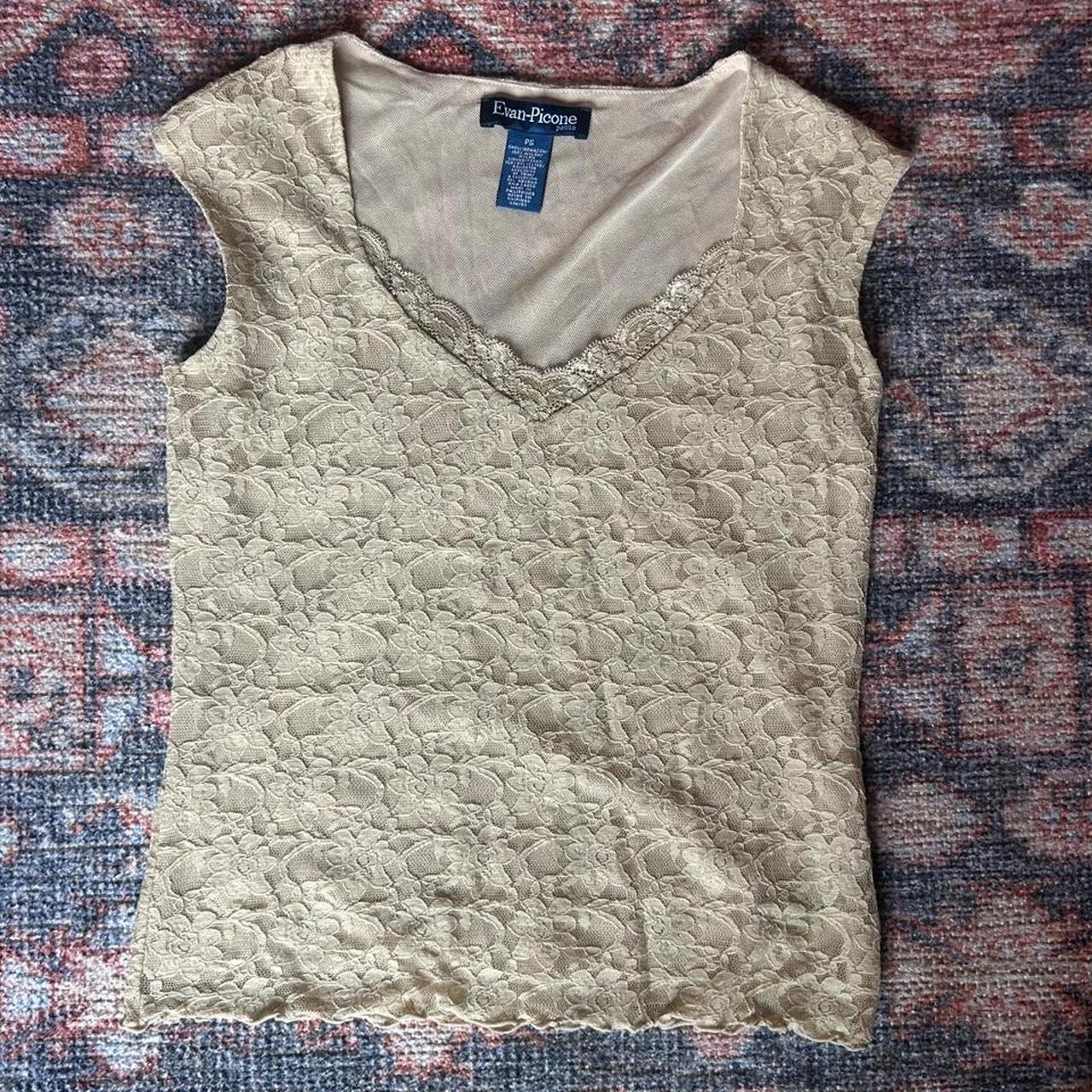 Evan picone women's cream and tan blouse