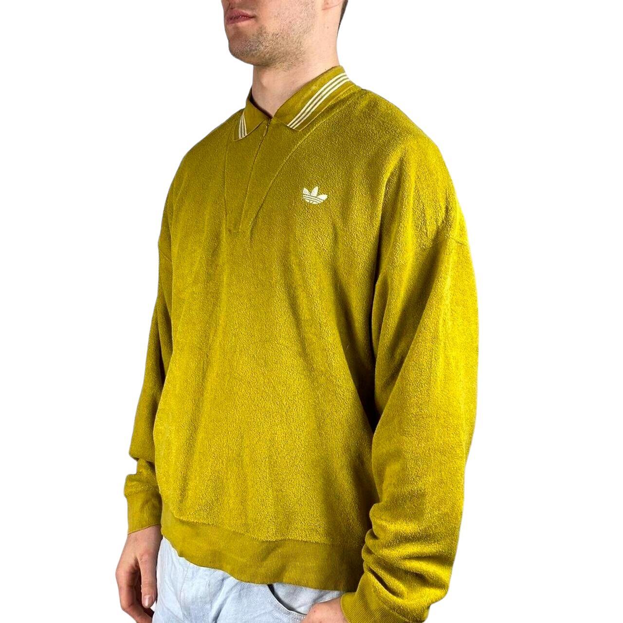Adidas Yellow Gold Long Sleeved Sweatshirt Size Mens... Depop
