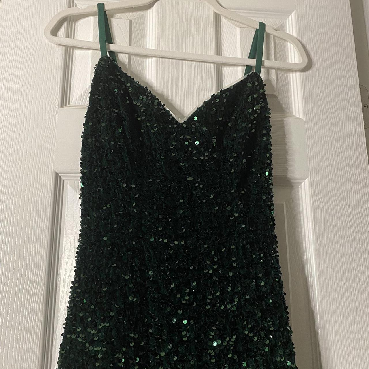 emerald green sequin prom dress for reference i’m... - Depop