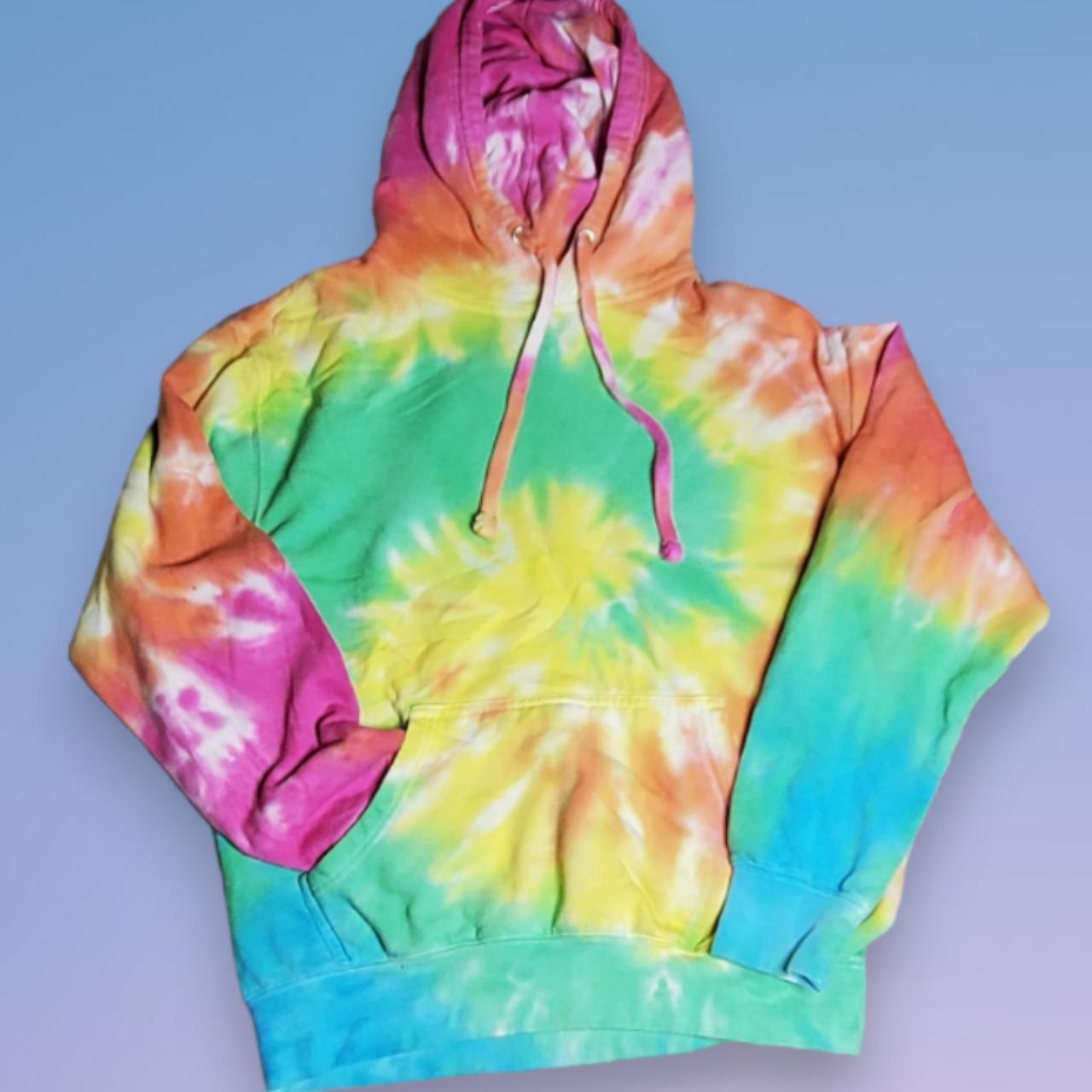 Rainbow spiral 2024 tie dye hoodie