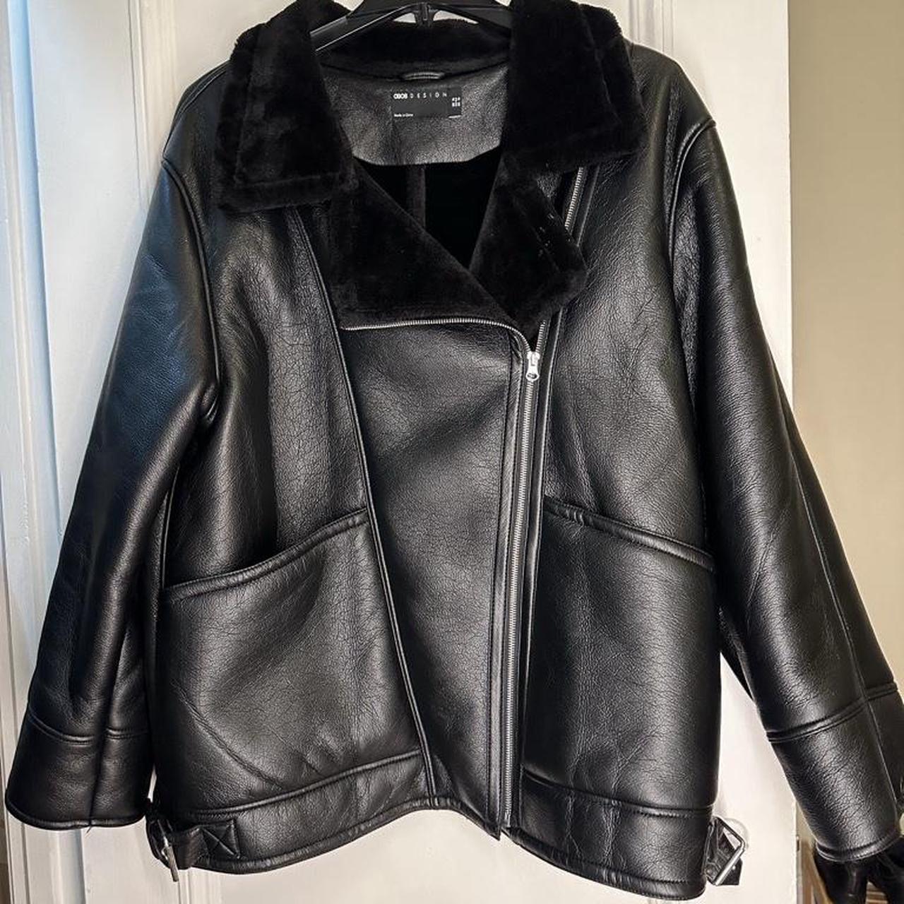 Zara US 12 Oversized Black Coat With Faux Fur