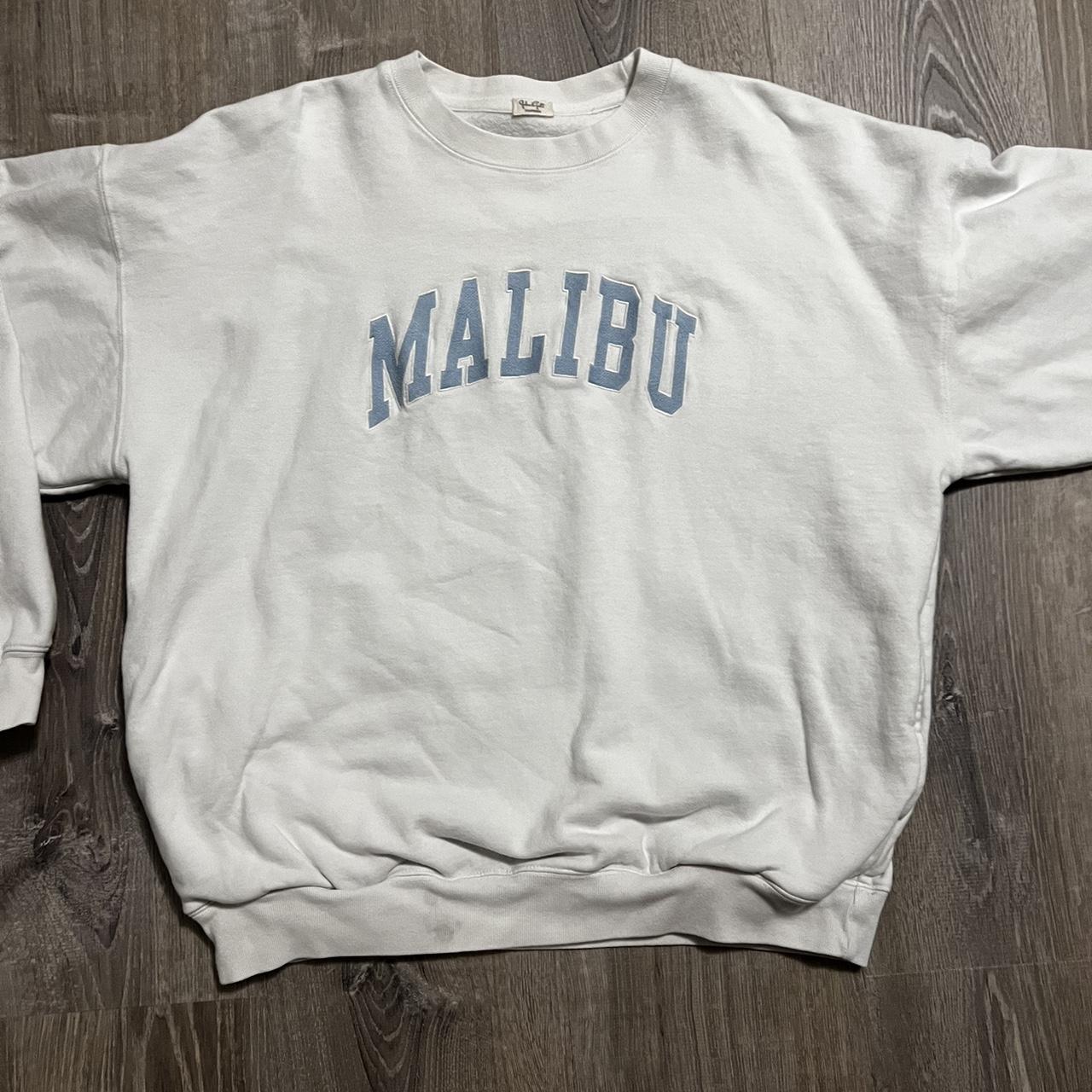 Brandy Melville (John Galt) White Malibu Crewneck... - Depop