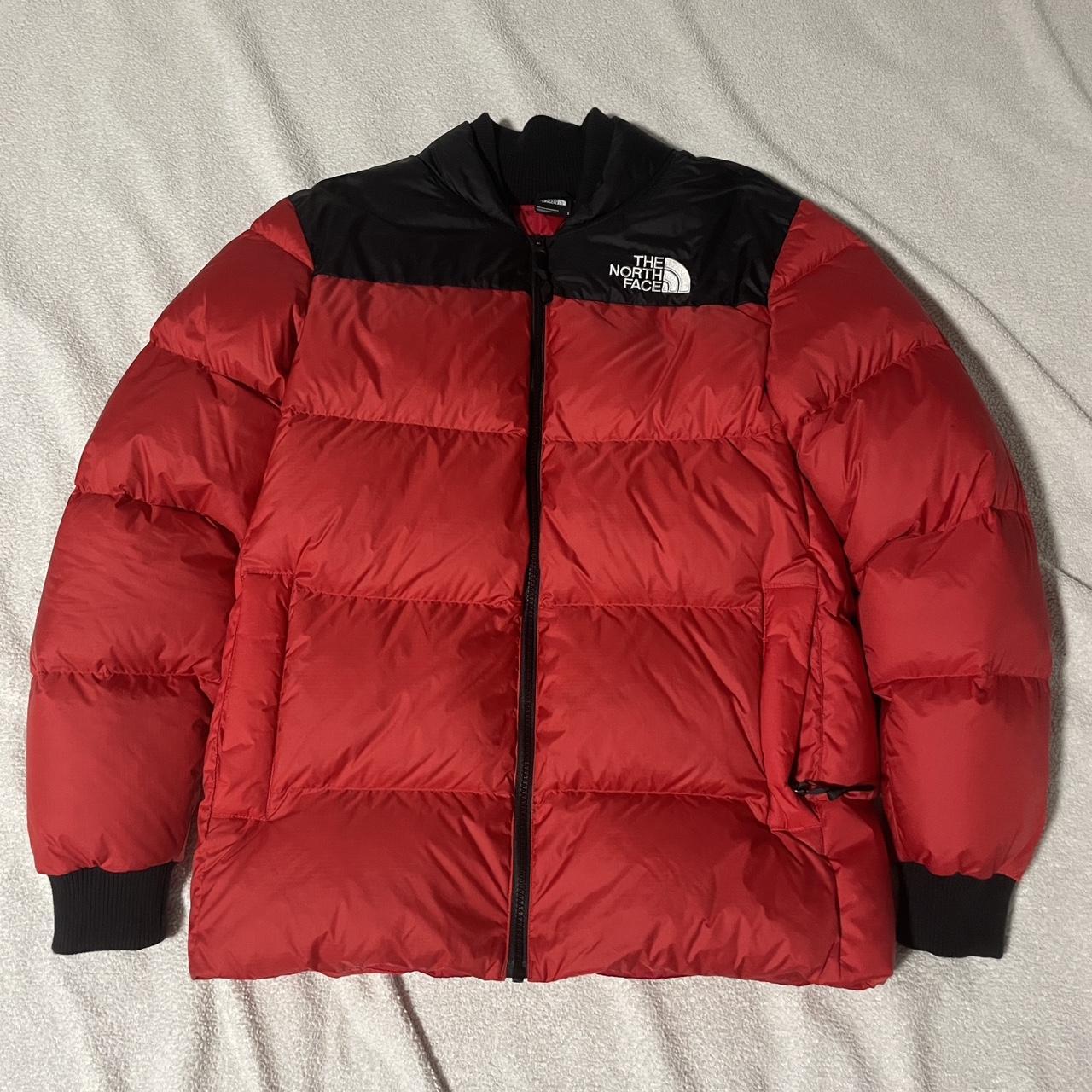 Small , Red NorthFace puffer jacket never worn. - Depop