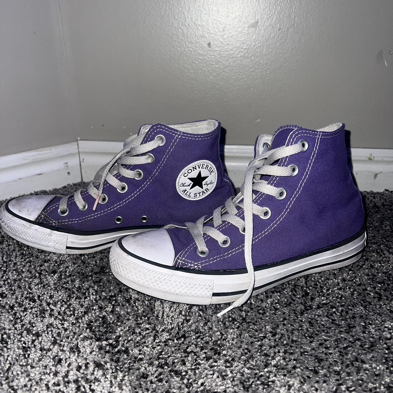 Purple high top converse!! So cute and comfy, just a... - Depop