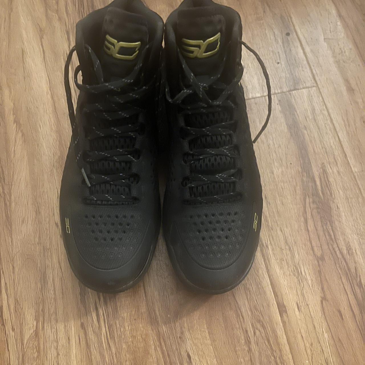 Steph curry under armor basketball shoe. Black and... Depop