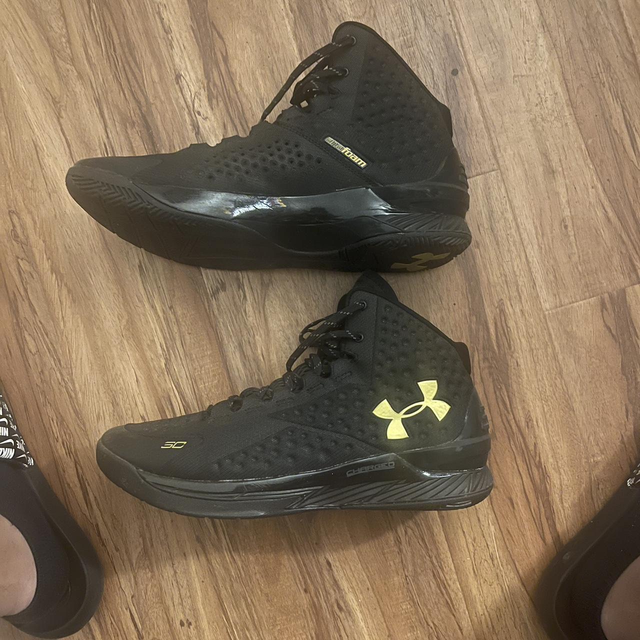 Steph curry under armor basketball shoe. Black and... - Depop