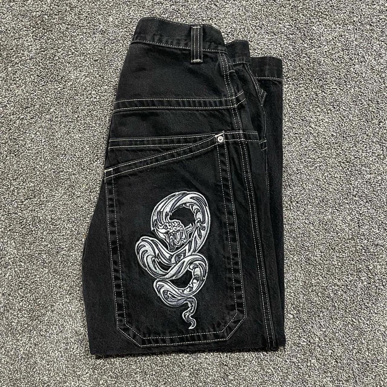 vintage jnco embroidery snake jeans please dont... - Depop