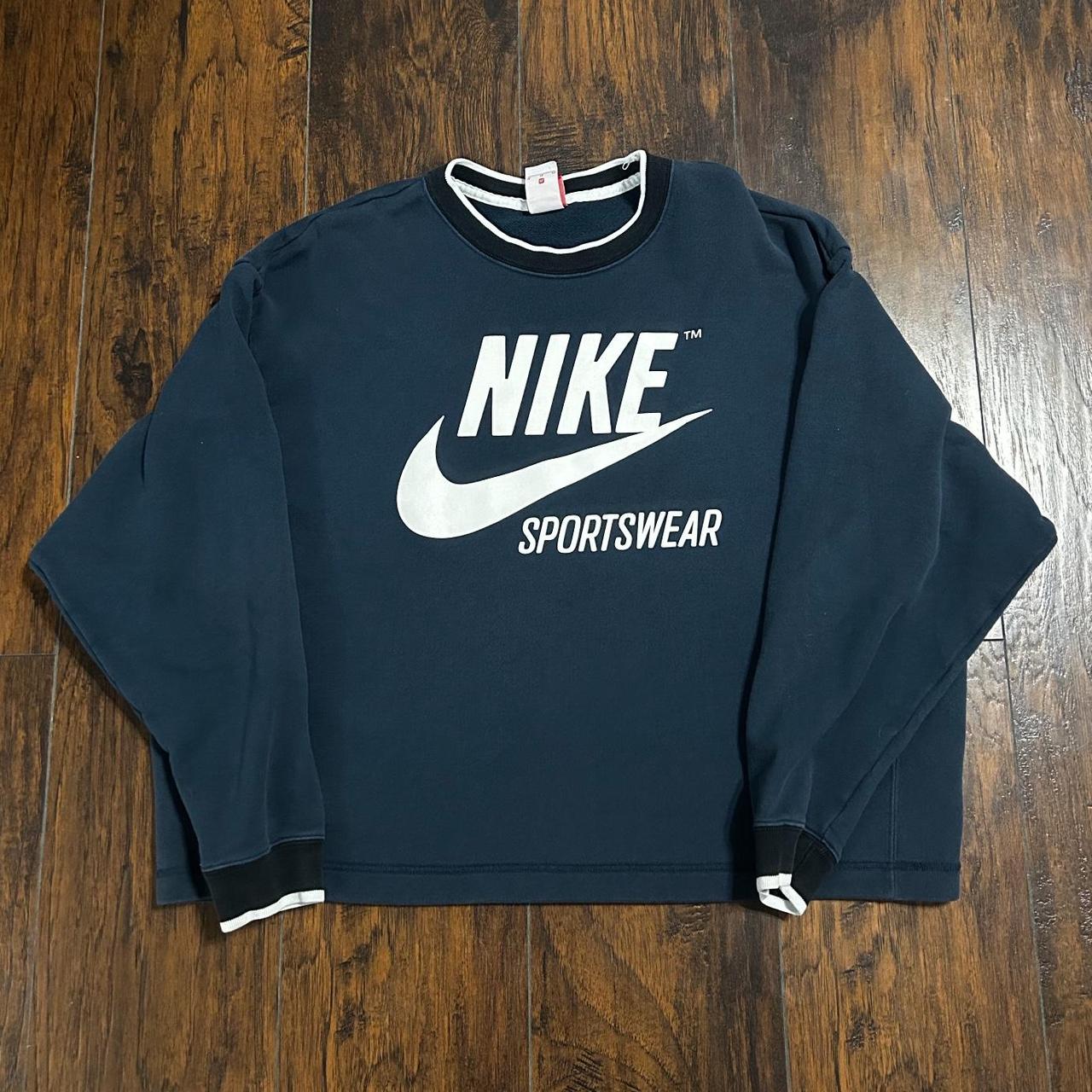 Navy Blue Nike sweatshirt XL fits good but short... - Depop