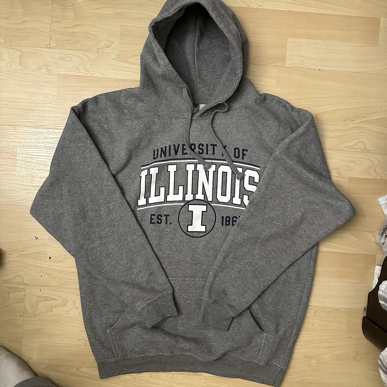 Illinois hoodie -Gray #illinois #college #hoodie - Depop