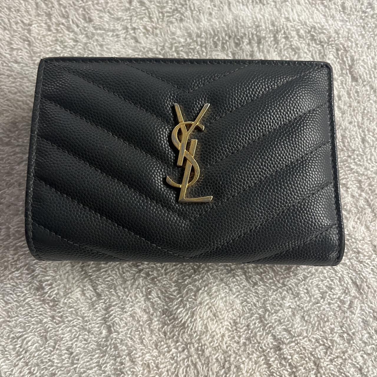 Ysl woman’s wallet, small size, gold logo on dark... - Depop