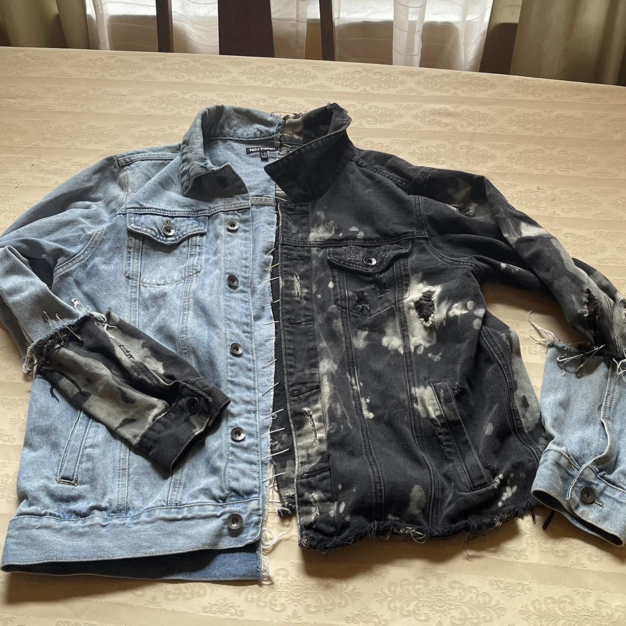 Half black denim jacket best sale