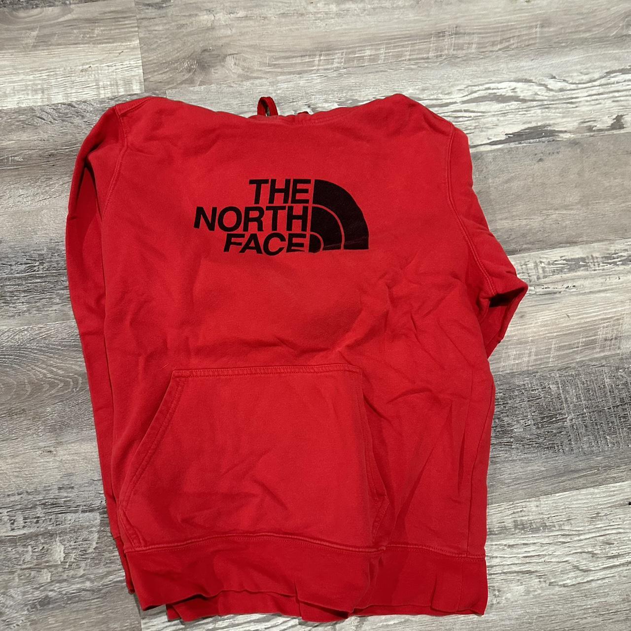 Red north face hoodie. Barely worn Depop