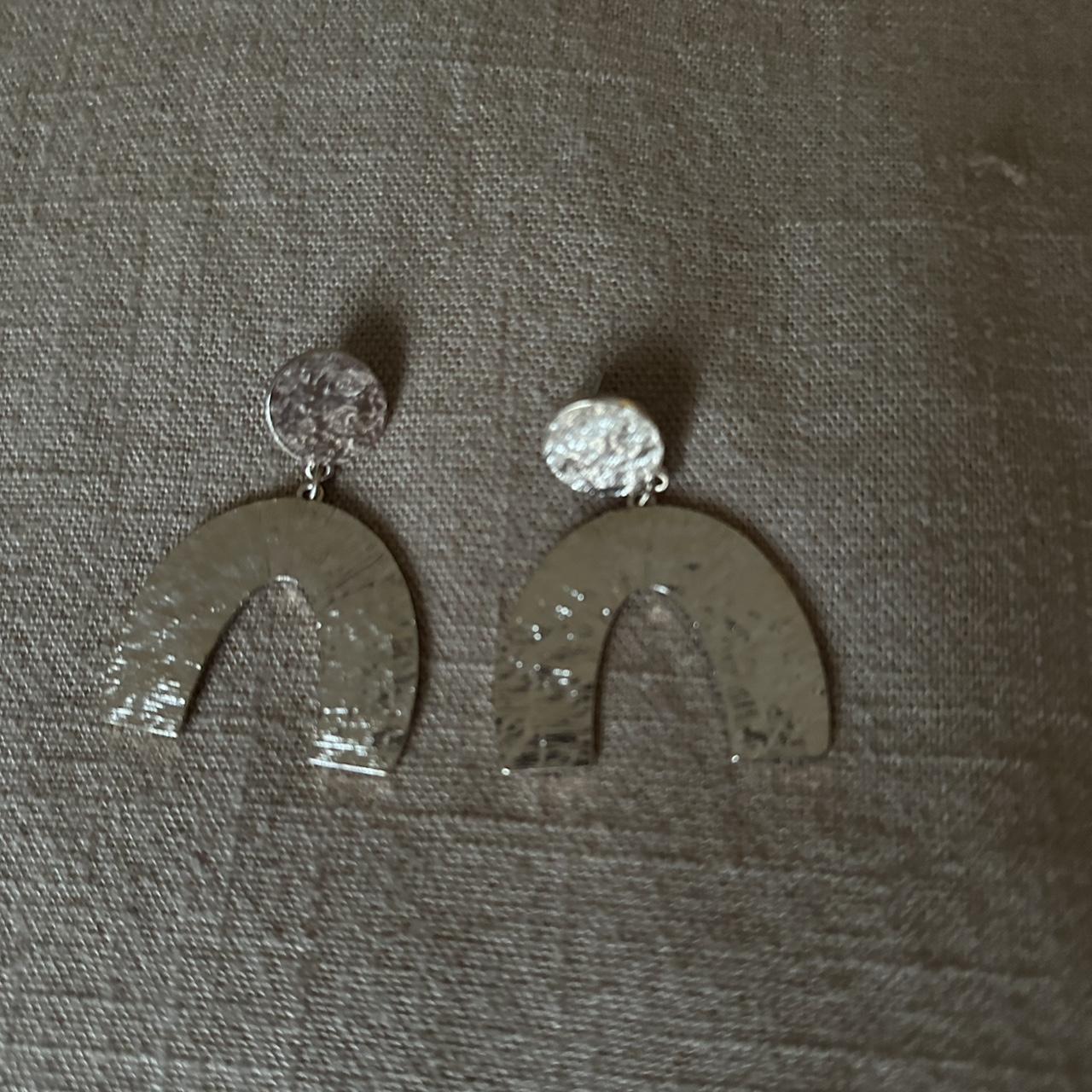 gold madewell earrings with sterling silver posts,... - Depop