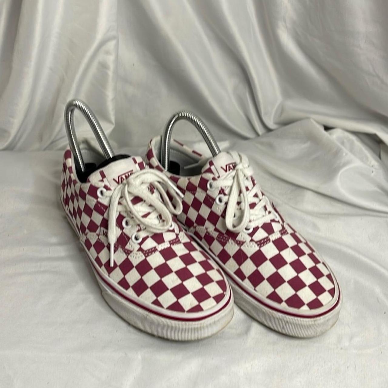 vans burgundy checkered