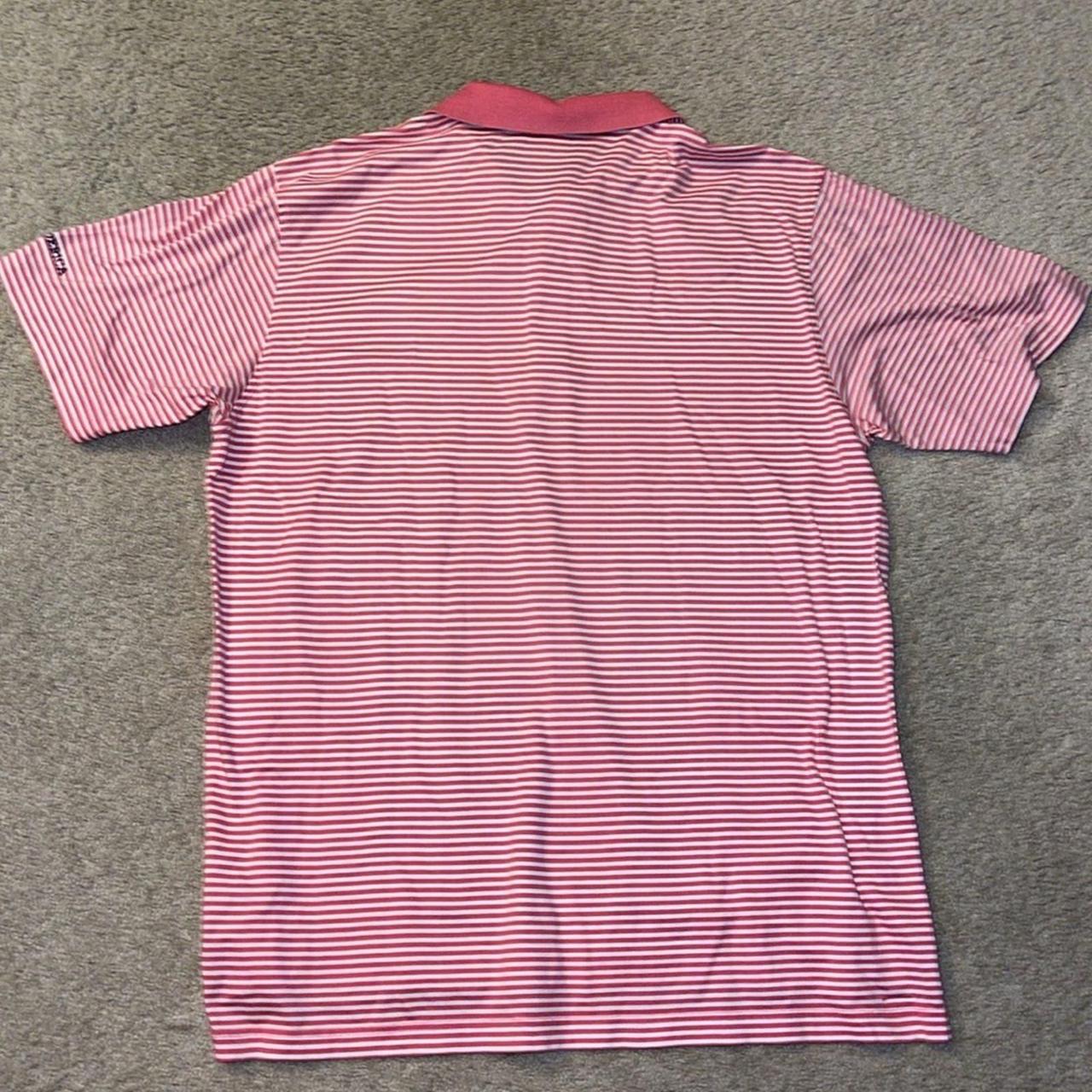 Men’s Peter Millar pink & white striped polo 100%... - Depop