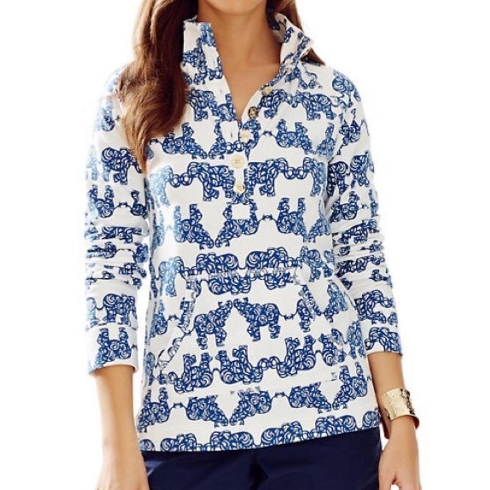 Lilly Pulitzer shops Captain Popover Iris Blue Pop Up Sweatshirt Buttons Blue White S