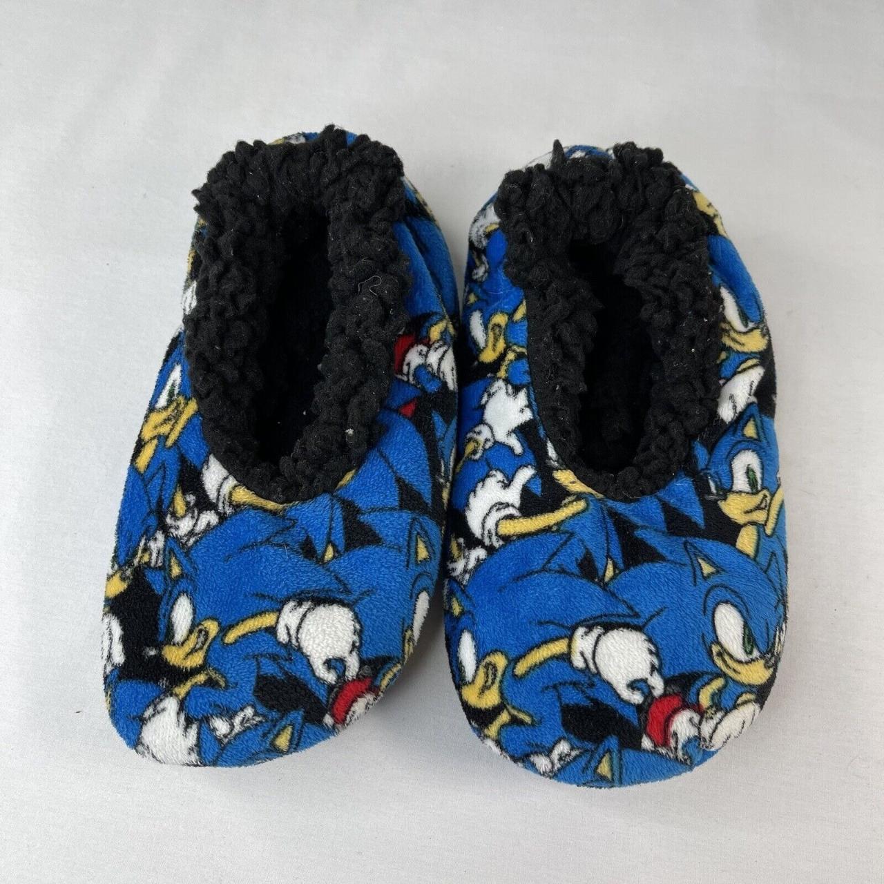 Sonic The Hedgehog Fuzzy Slippers Shoes Youth Size Depop