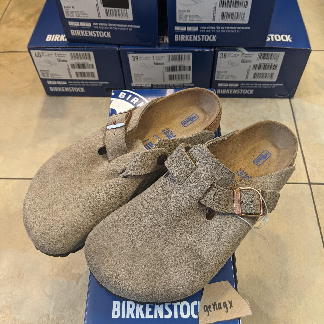 birkenstock boston clog taupe suede