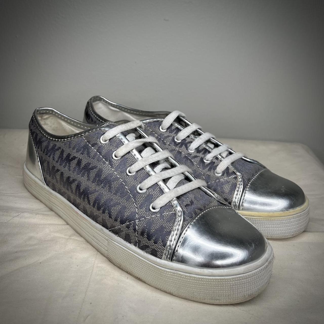 Michael Kors silver sneakers in signature logo