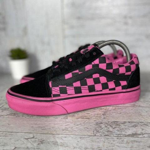 Pink and black checkered vans Depop