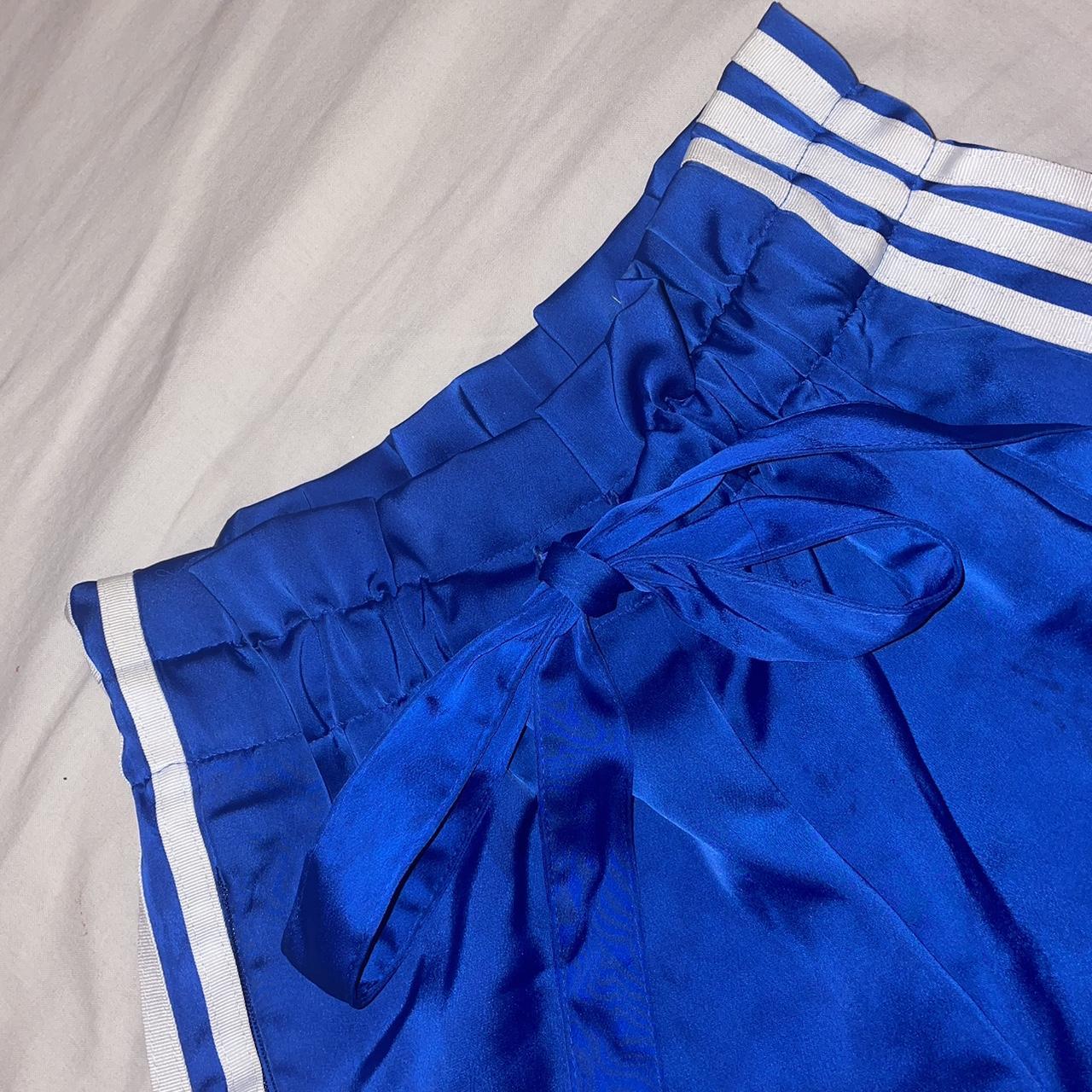 Adidas blue shorts with ribbon and elastic waistband... - Depop