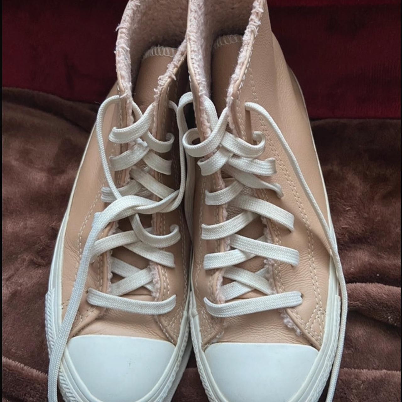 Peach leather converse on sale