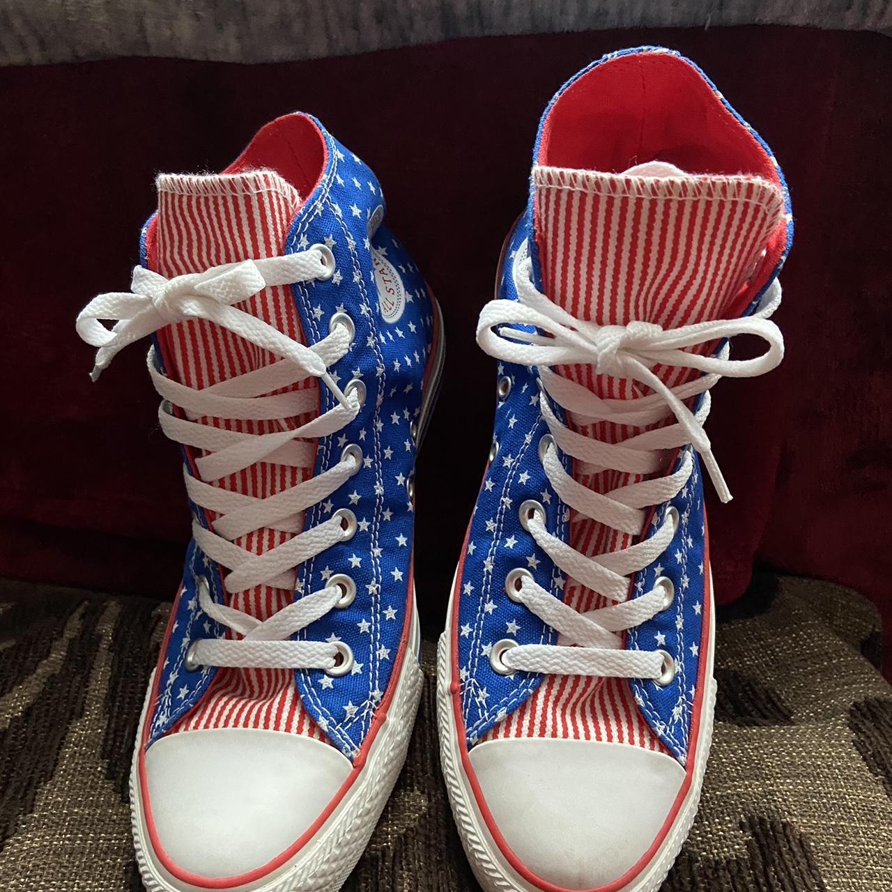 Converse All Star Chuck Taylor American Flag high. Depop