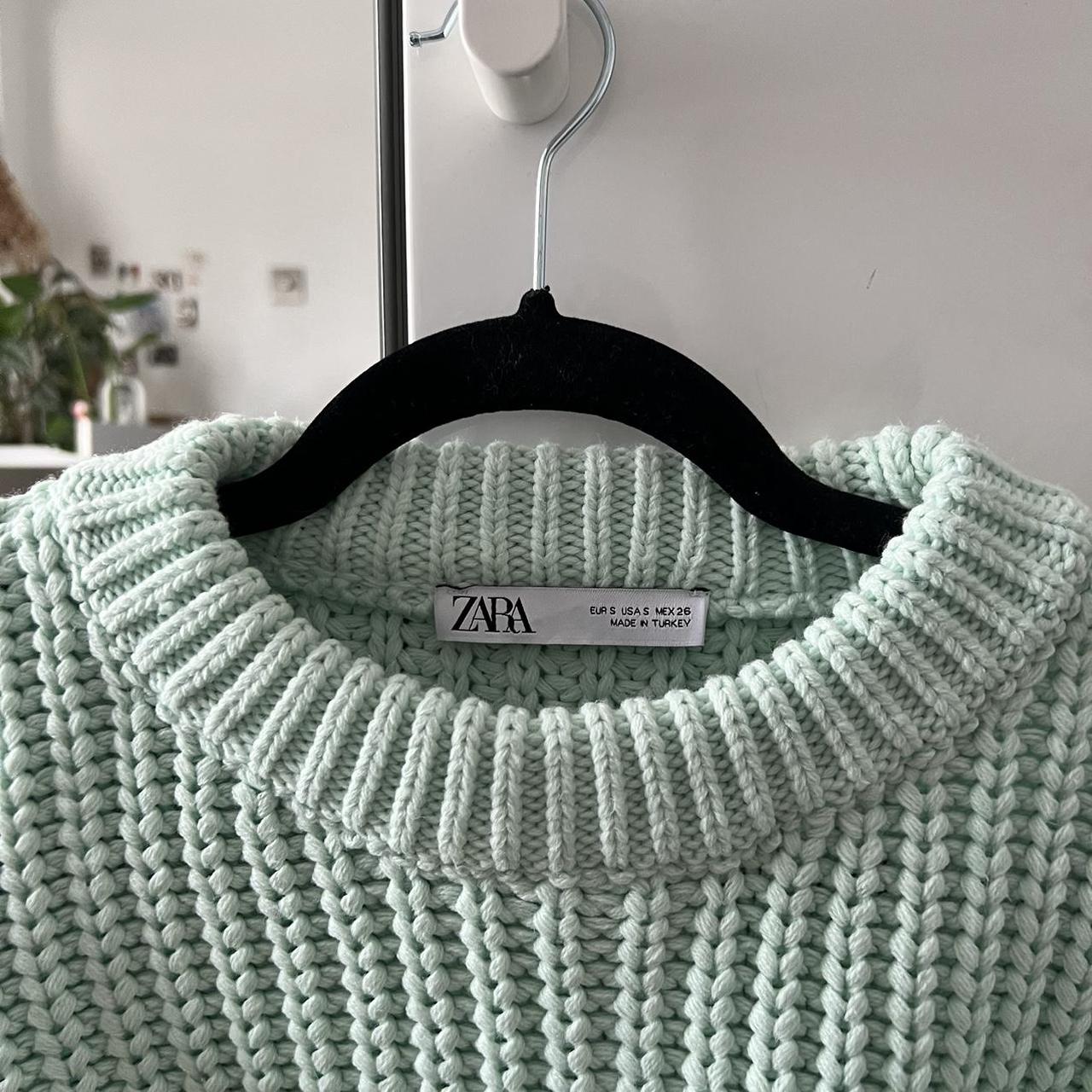 Zara mint green chunky knit sweater Depop