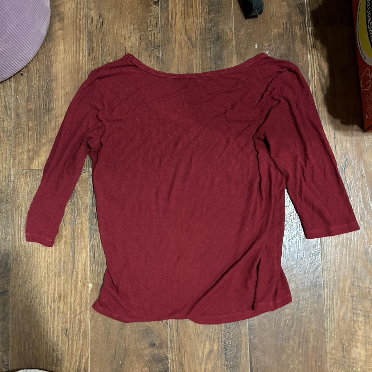 dark red shirt with elbow length sleeves it is on... - Depop