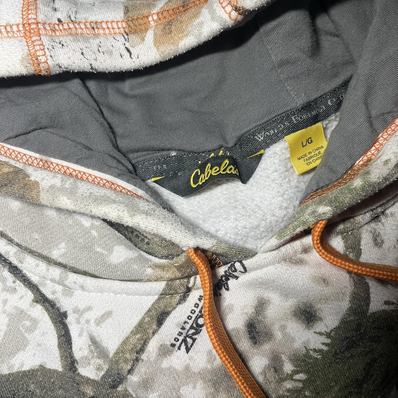 White Cabela’s camo hoodie, size large Absolutely... - Depop