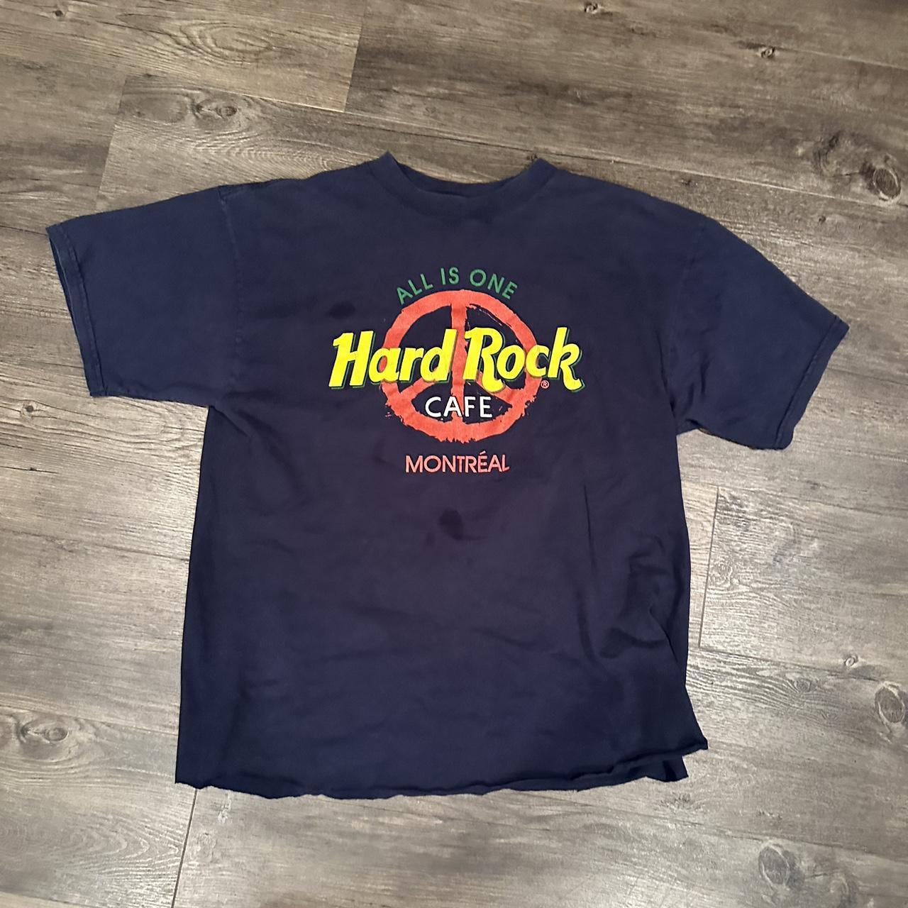 Montreal hard rock cafe t shirt L -bottom was... - Depop