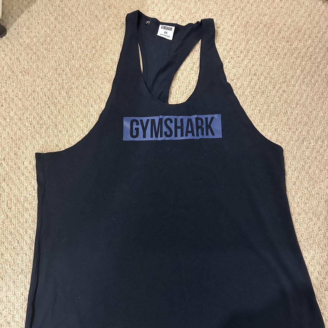 XXL Gymshark stringer vest with logo. Navy blue.... Depop