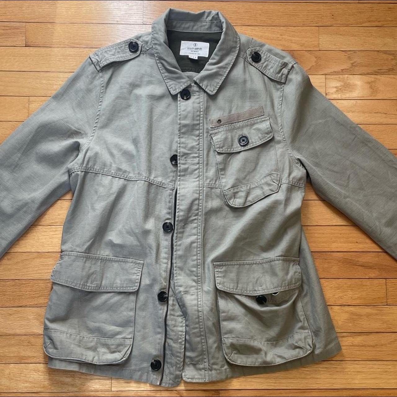 Men’s olive green Khaki jacket with back design.... - Depop