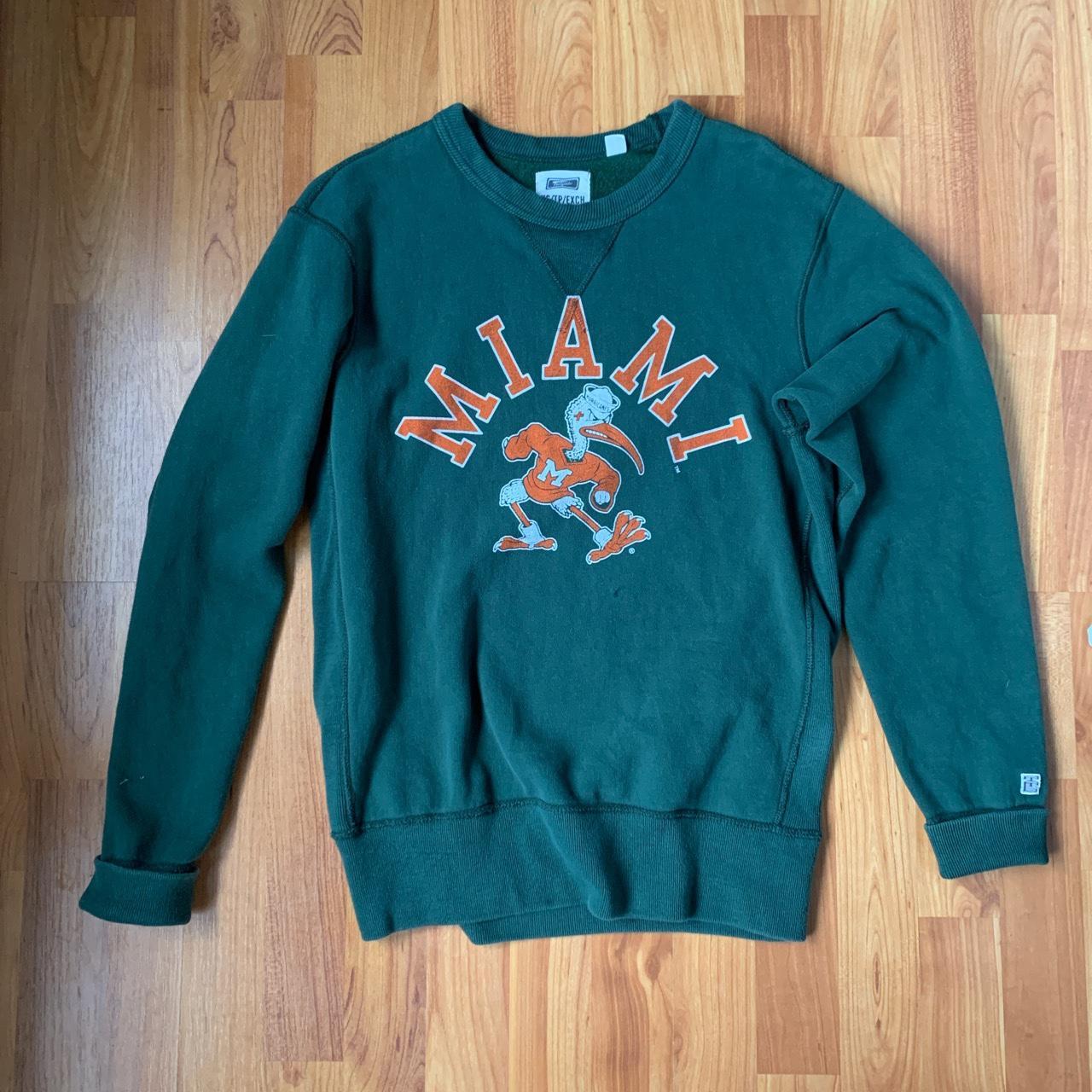 Small green vintage Miami Hurricanes crewneck. Says... - Depop