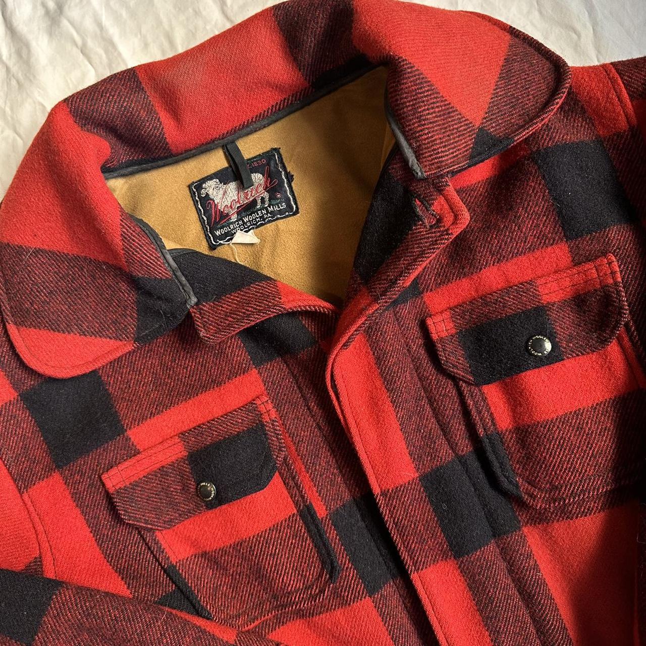 1950s-1960s Woolrich Mackinaw Heavy Wool Jacket Red... - Depop