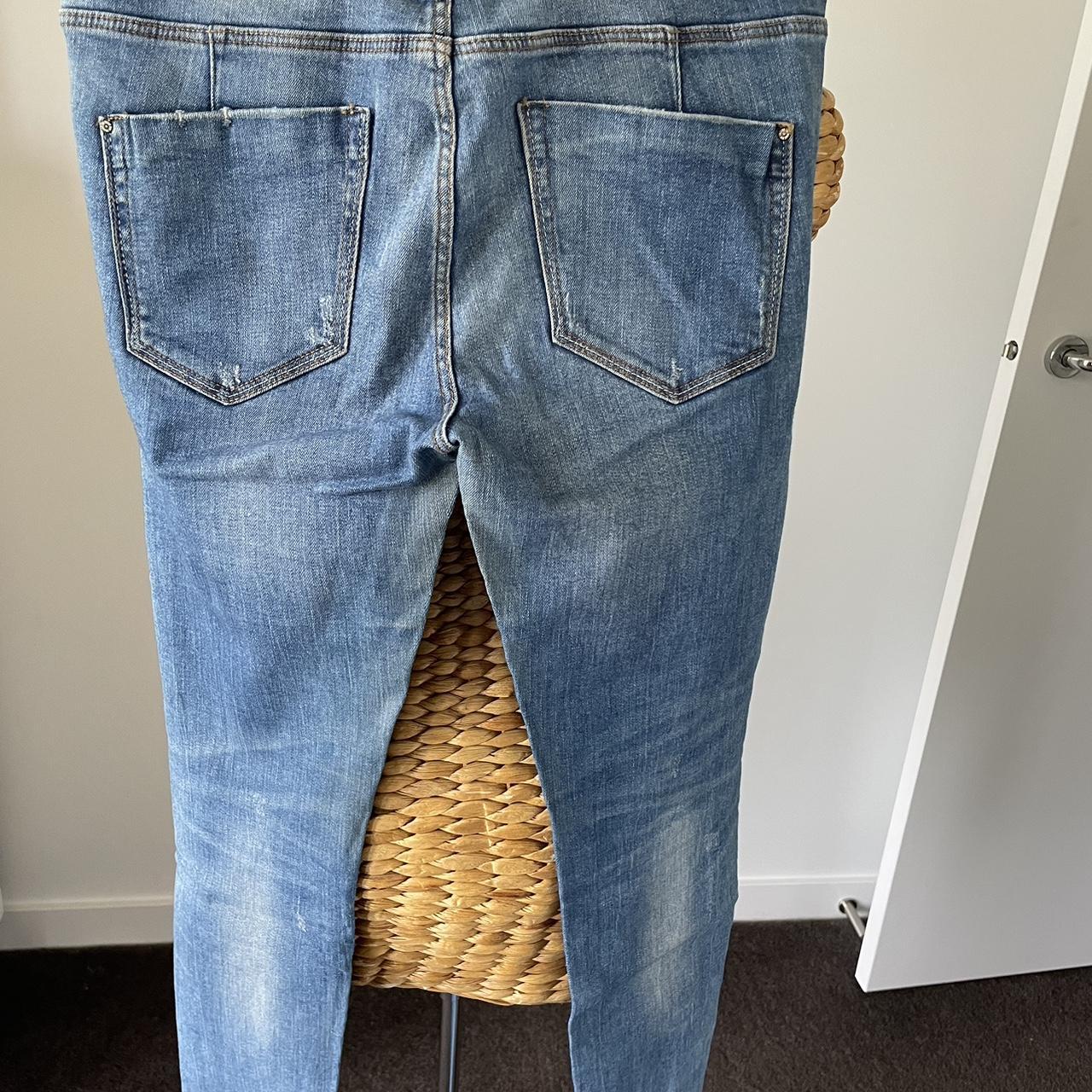 Zara Highwaisted, ripped blue Zara jeans... Depop