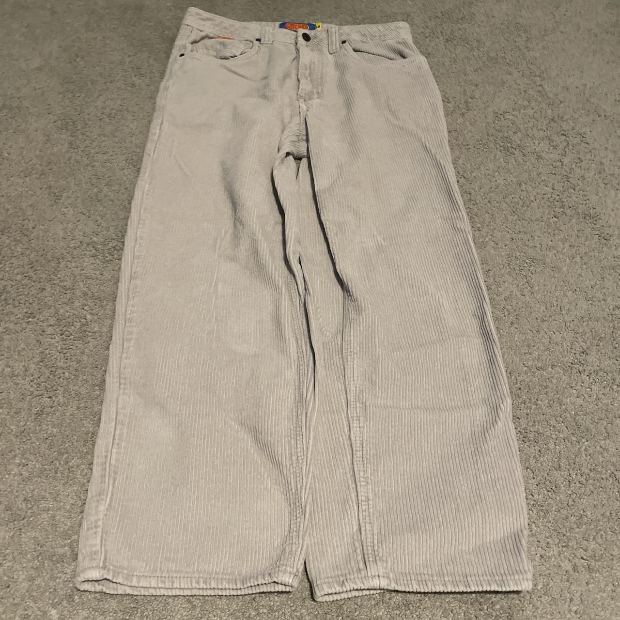 baggy gray/white empyre corduroys size 30 perfect... - Depop