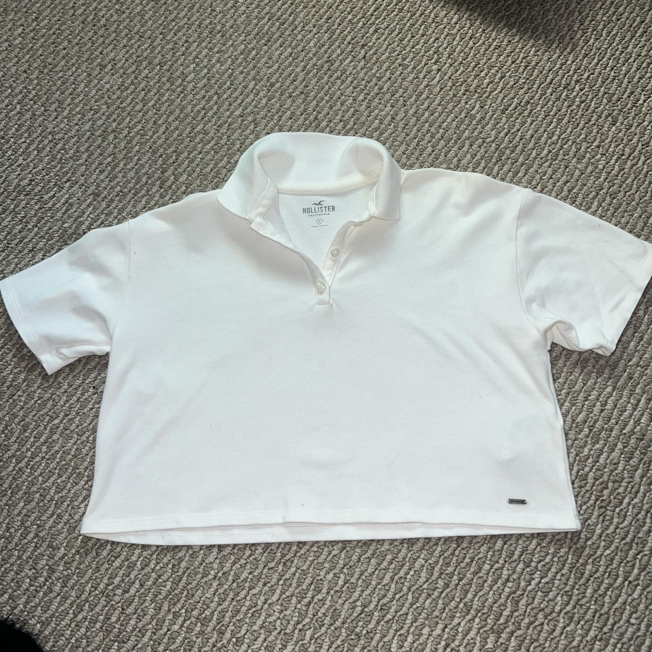 Hollister White Polo Crop Shirt