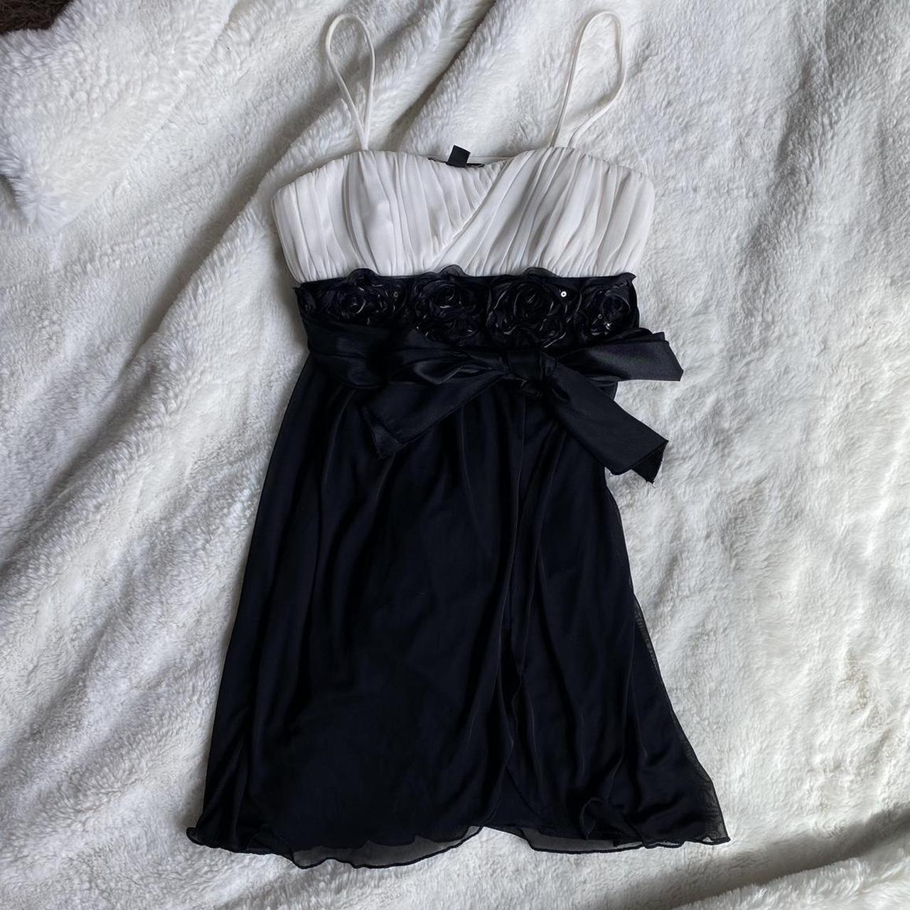 Vintage S Formal Black And White Babydoll Dress Depop