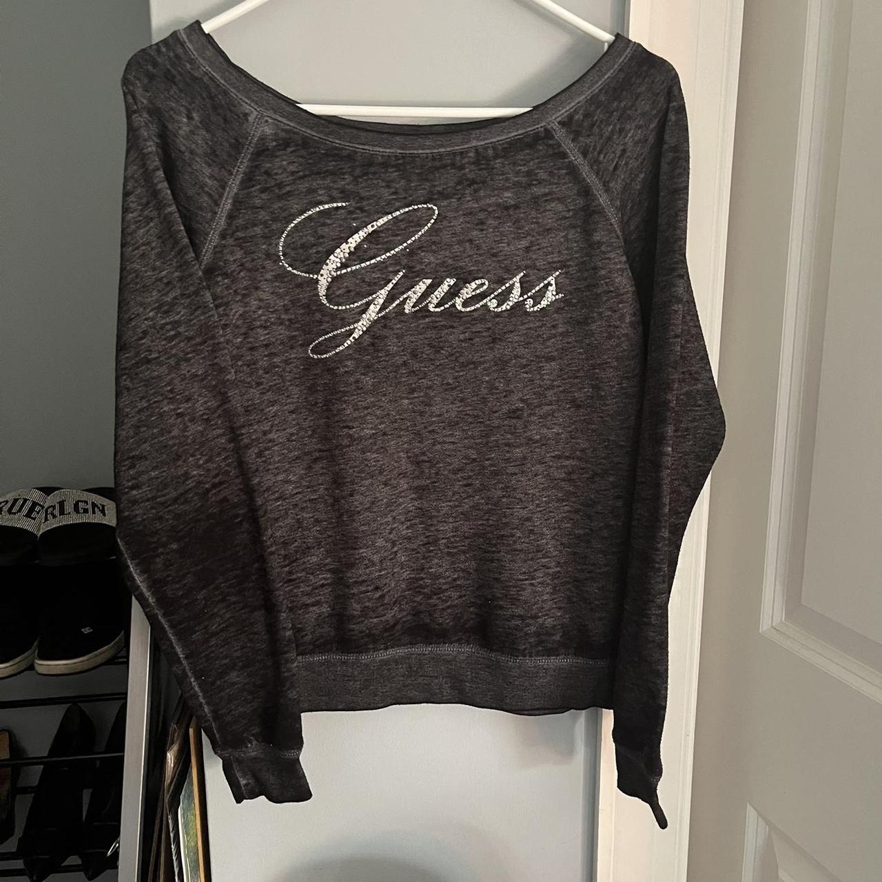 Guess cursive grey bedazzled sweatshirt