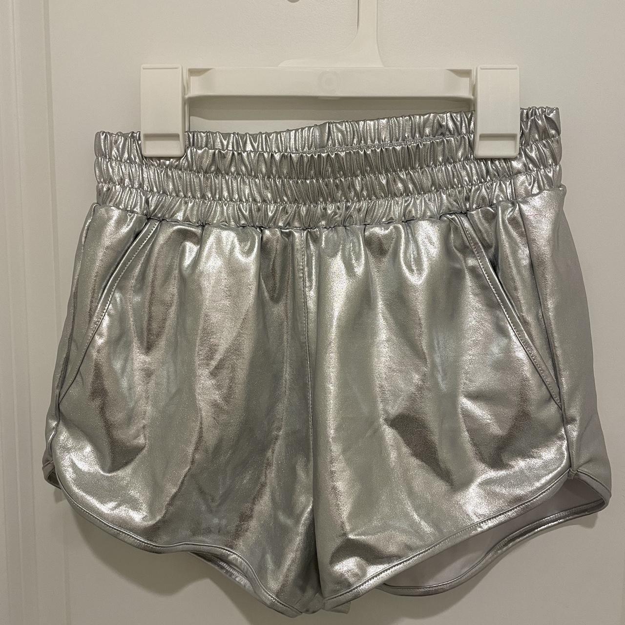 Cutest silver metallic shorts—perfect for a
