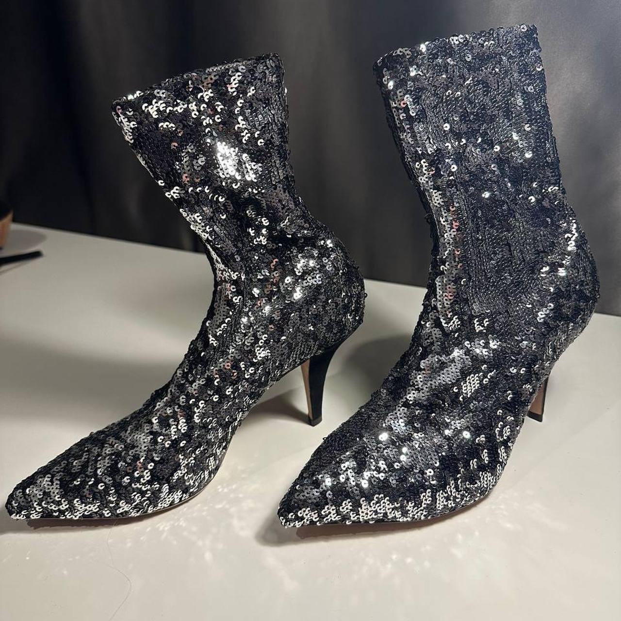 Silver sequin clearance ankle booties