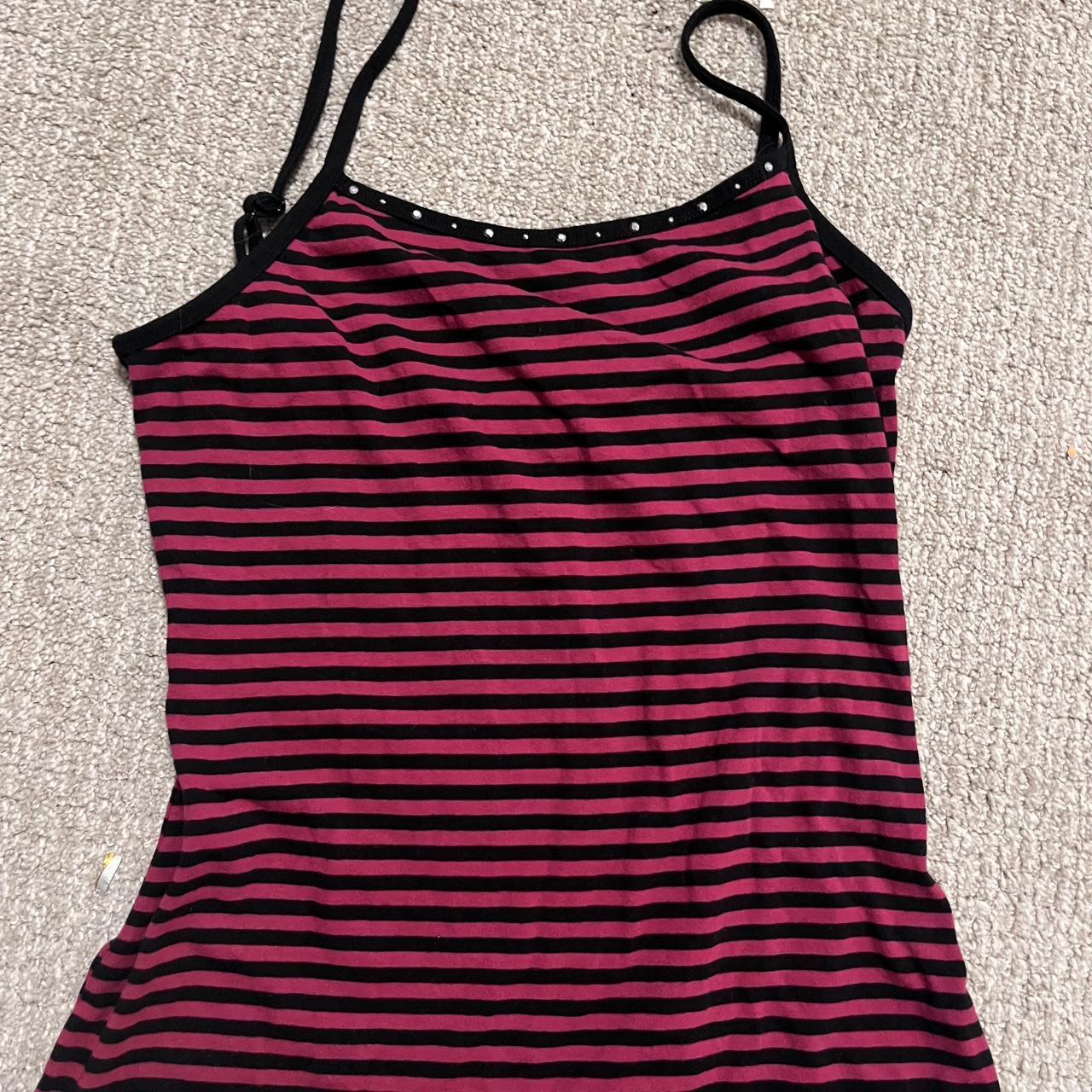 Red pink black striped tank top. Maurices size extra... - Depop