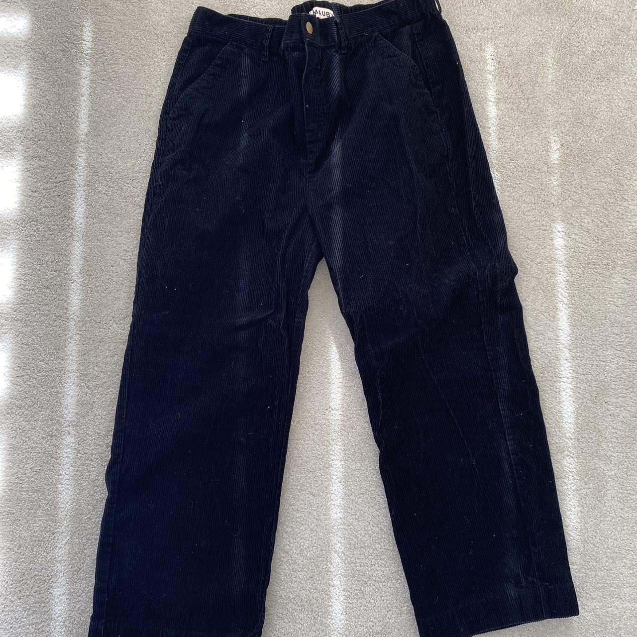 black corduroy pants (looks dark blue but its black... - Depop