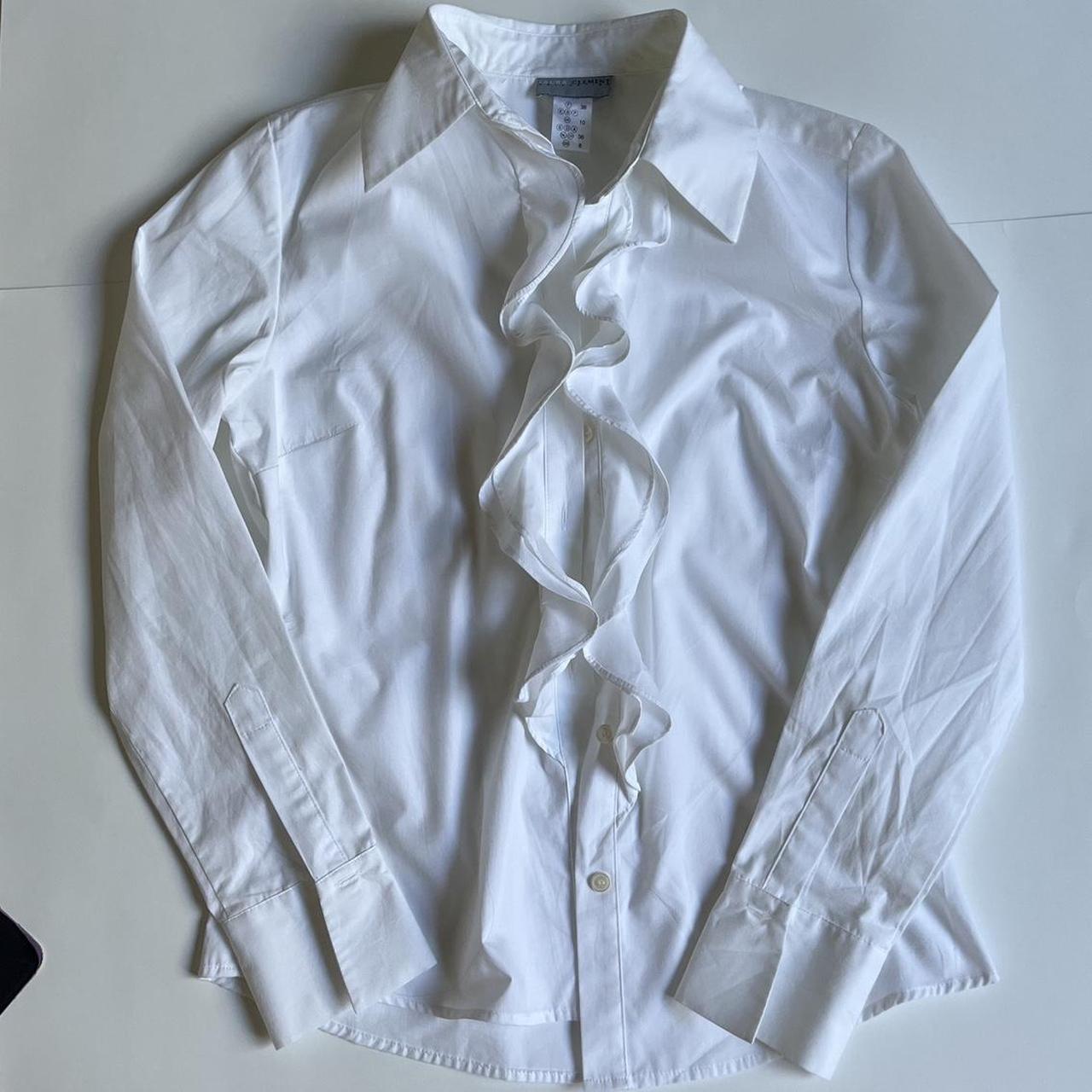 White Ruffled Button Up, Laura Clement, size 6 - Depop